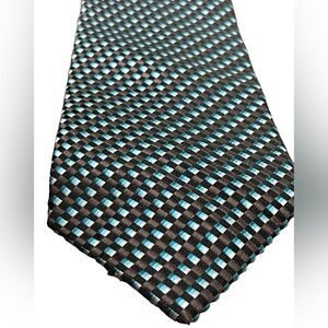 🔥👔COUNTESS MARA 100% silk tie. Black with light and dark teal blue/green. MINT
